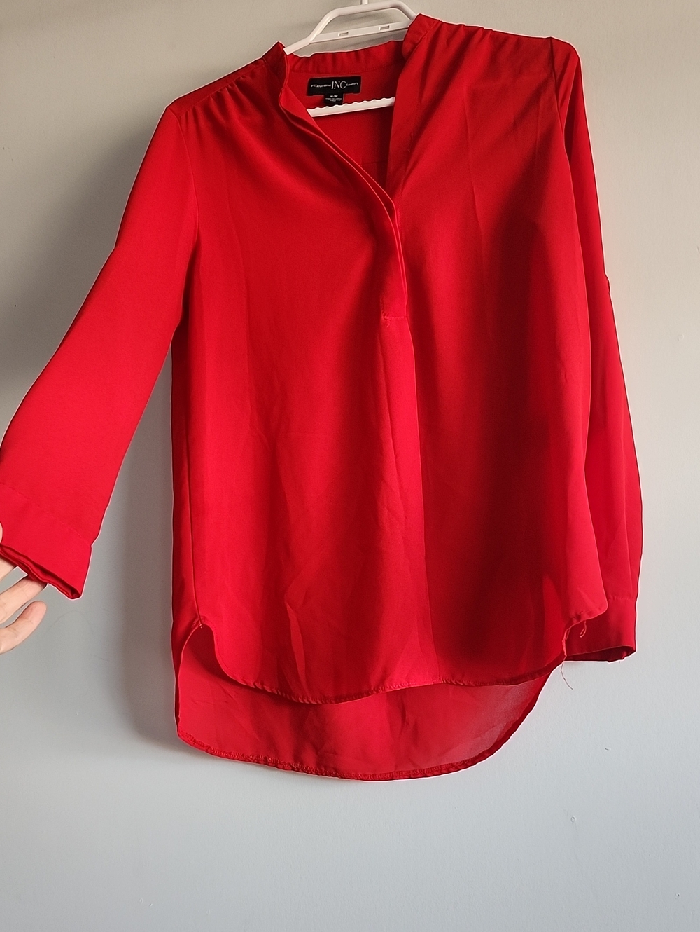 Semi Sheer Red Tunic Blouse | Office to Evening Top